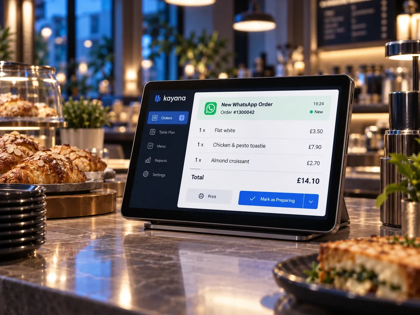 Order appearing on the Kayana EPOS screen